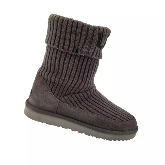 UGG Classic Wool Blend Gray Knit Suede Boots Sz 10 Spell Out 1105709 7" Shaft - Picture 1 of 12